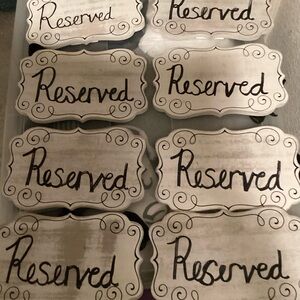 Set of 8 Reserved Signs Perfect For Weddings, Holiday Events